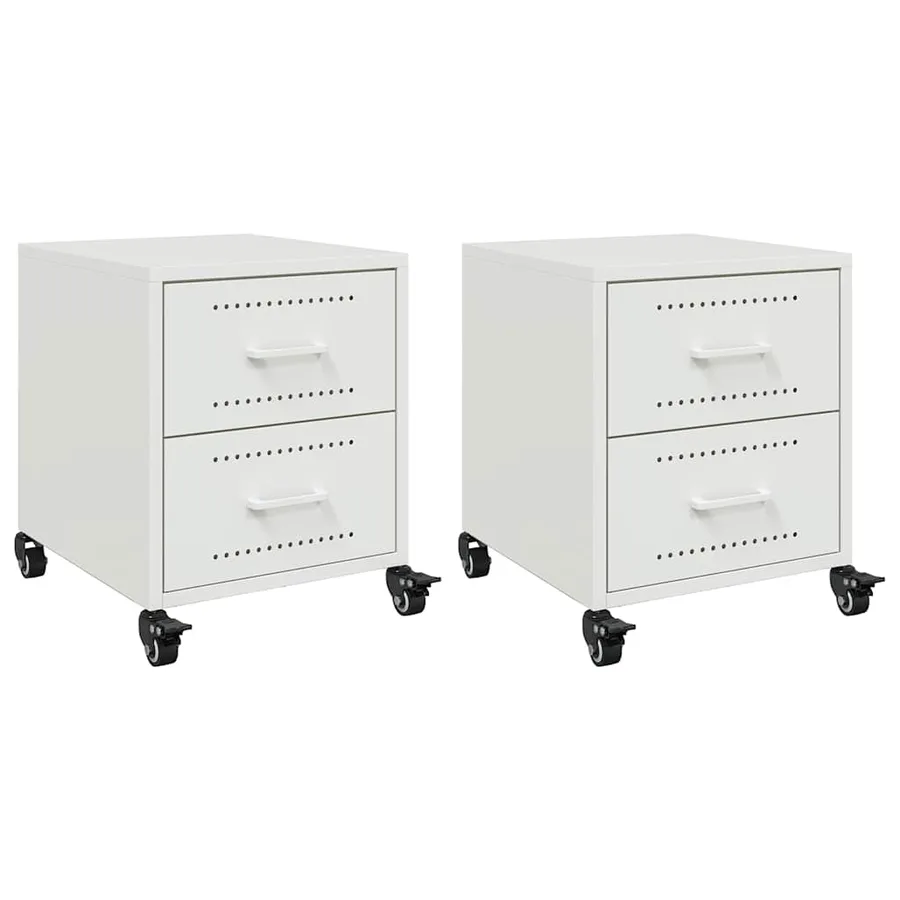 Tables de chevet 2 pcs blanc 36x39x43,5 cm acier - 2