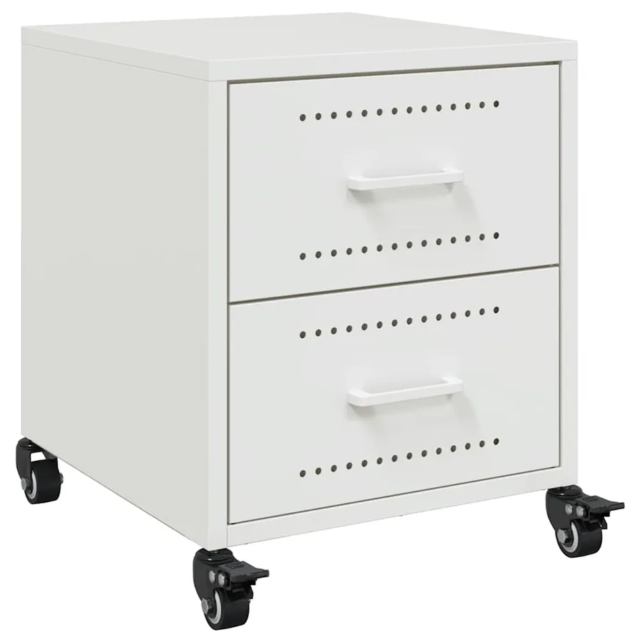 Tables de chevet 2 pcs blanc 36x39x43,5 cm acier - 5