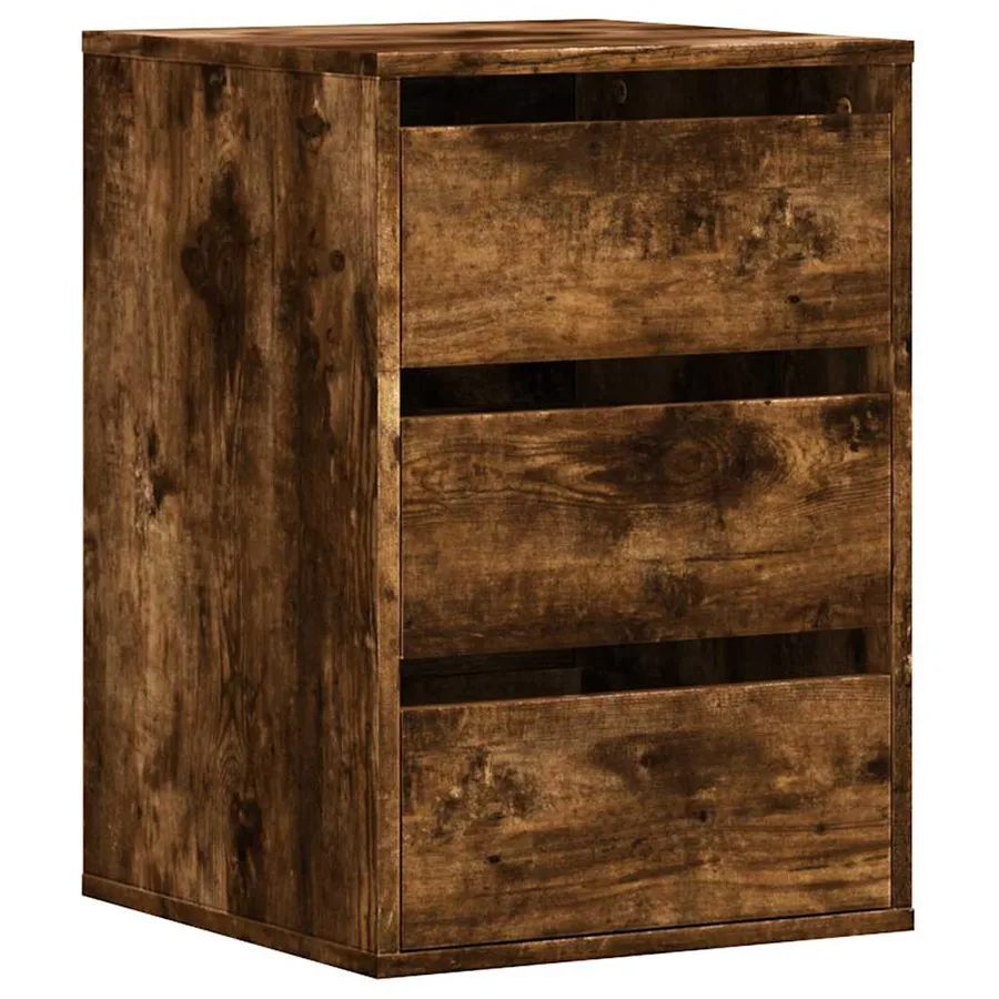 Commode d'angle chêne fumé 40x41x58 cm bois d'ingénierie - 2