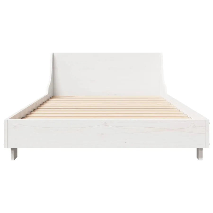 Cadre de lit sans matelas blanc 75x190 cm bois de pin massif - 4
