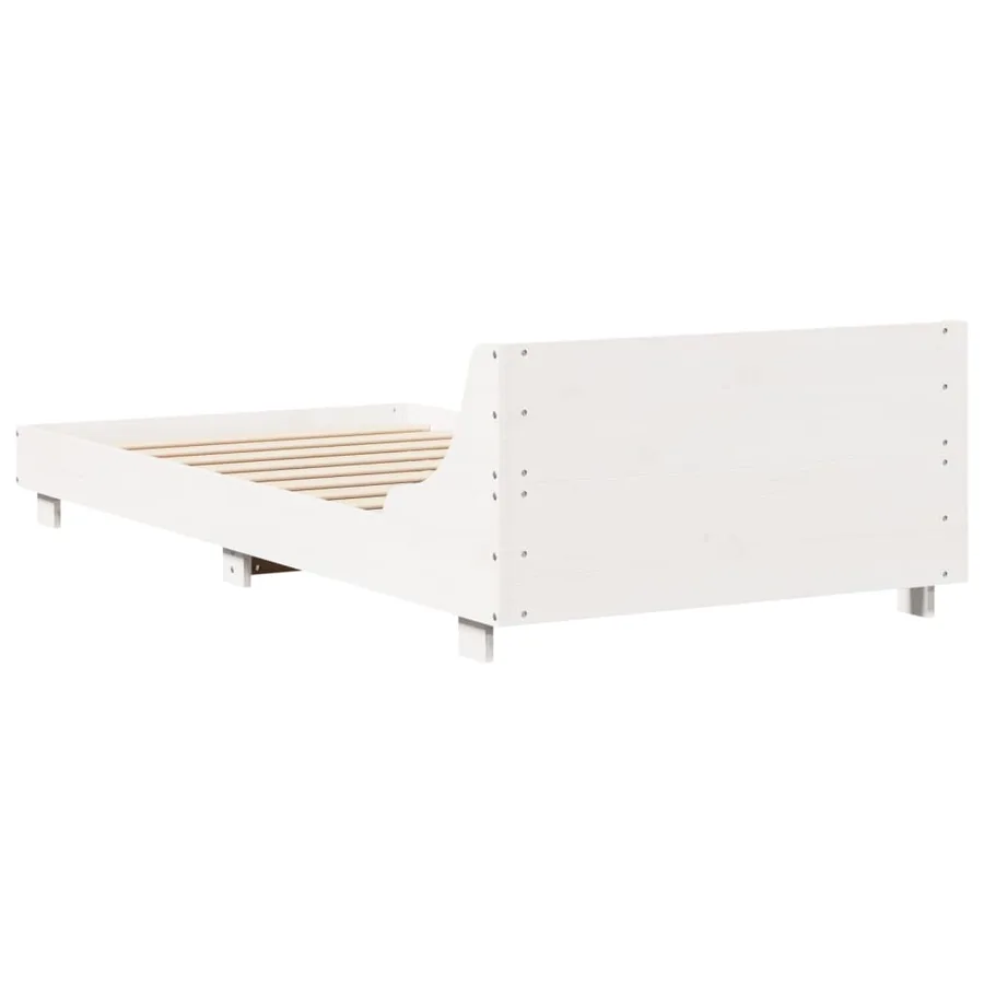 Cadre de lit sans matelas blanc 75x190 cm bois de pin massif - 6