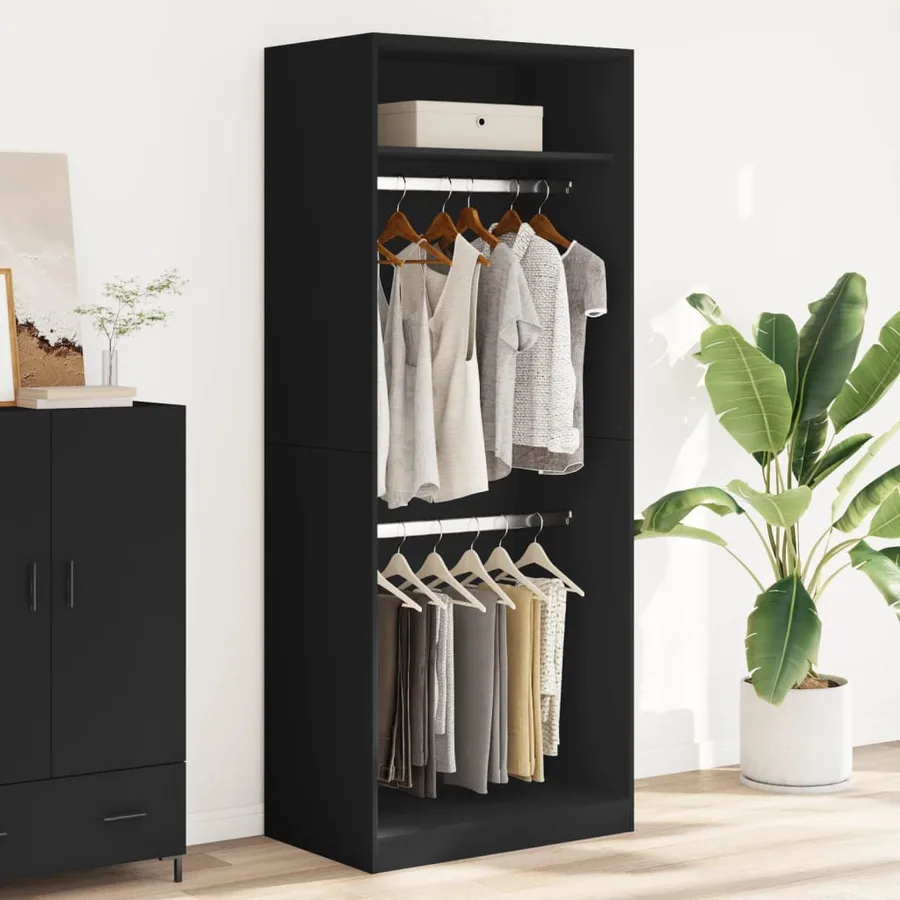 Garde-robe noir 80x50x200 cm bois d'ingénierie - 3