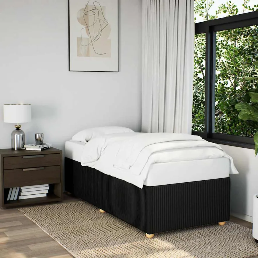 Cadre de lit sans matelas noir 90x190 cm simple tissu