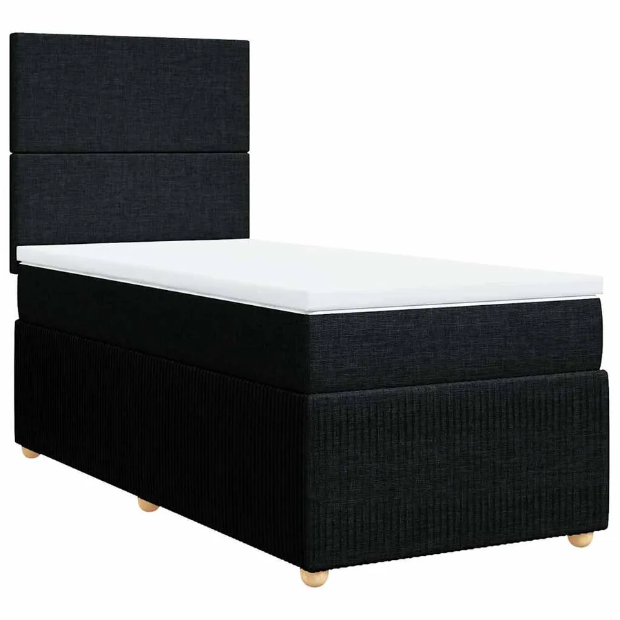 Sommier à lattes de lit avec matelas Noir 90x190 cm Tissu - 2