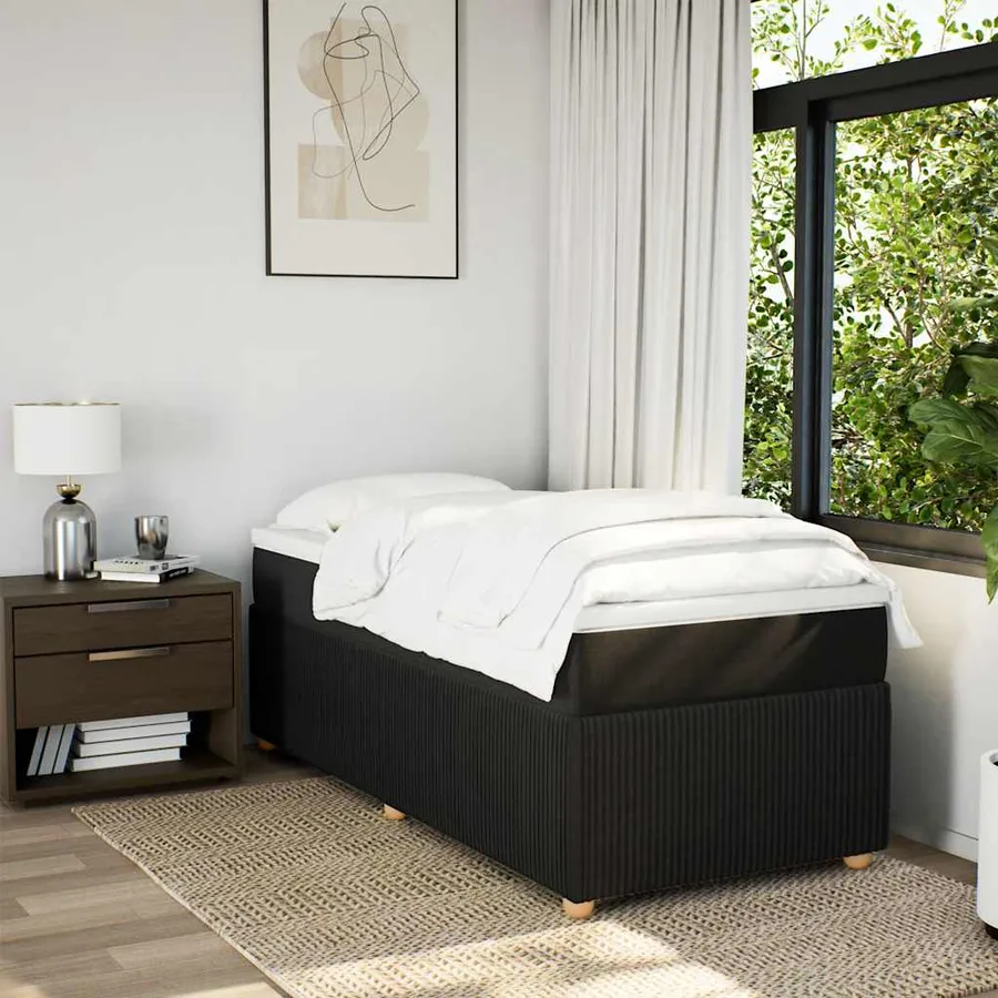 Sommier à lattes de lit avec matelas Noir 90x190 cm Tissu - 3