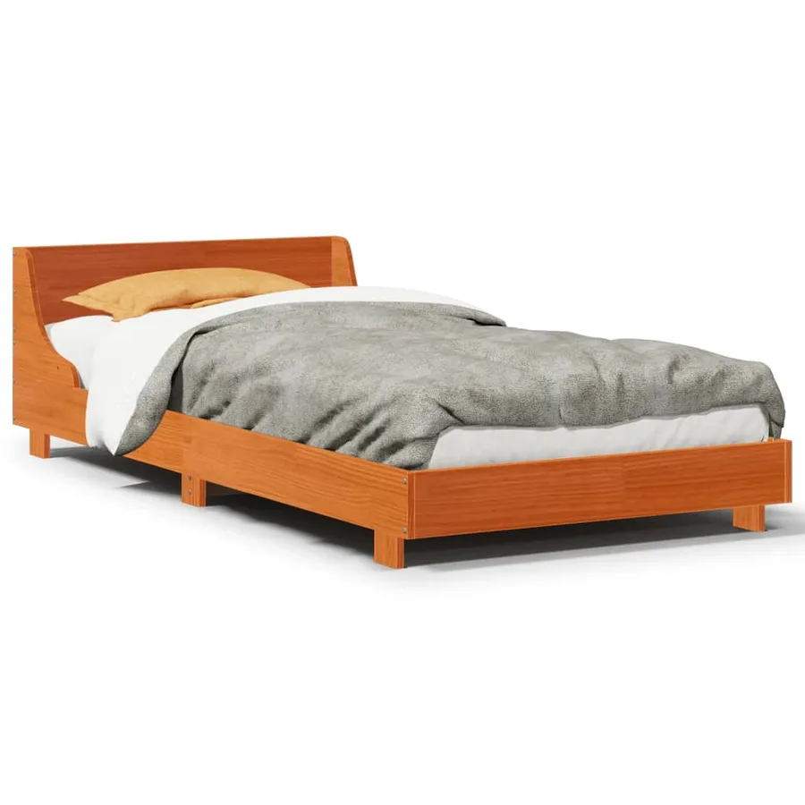 Cadre de lit sans matelas cire marron 90x200 cm bois pin massif - 2