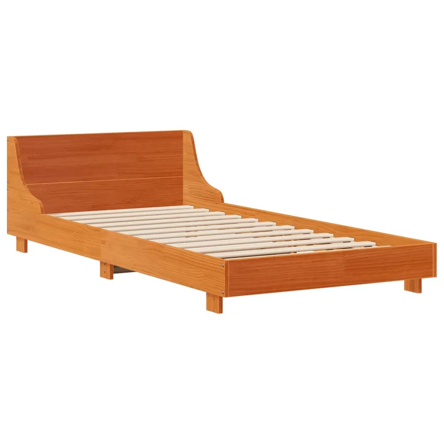 Cadre de lit sans matelas cire marron 90x200 cm bois pin massif - 3