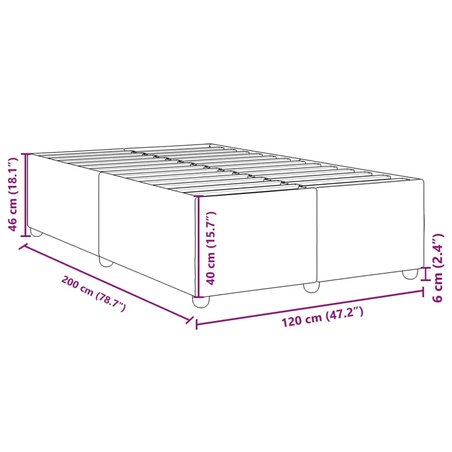 Cadre de lit sans matelas crème 120x200 cm tissu - 9