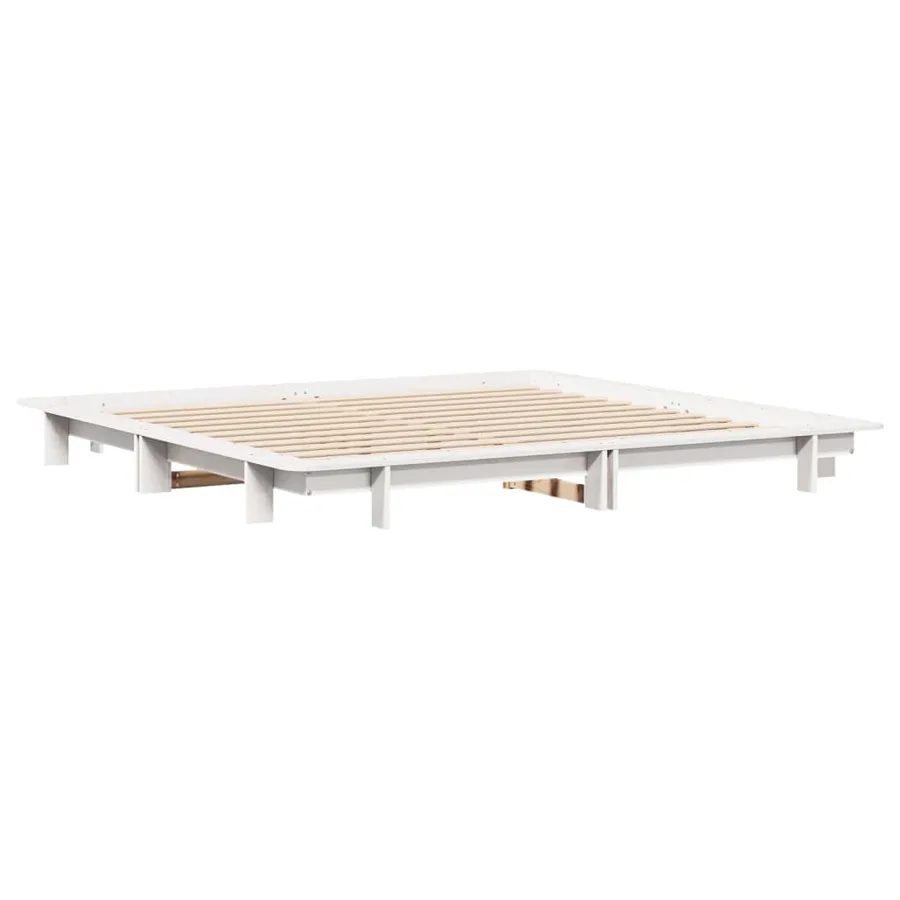 Cadre de lit sans matelas blanc 200x200 cm bois massif de pin - 3