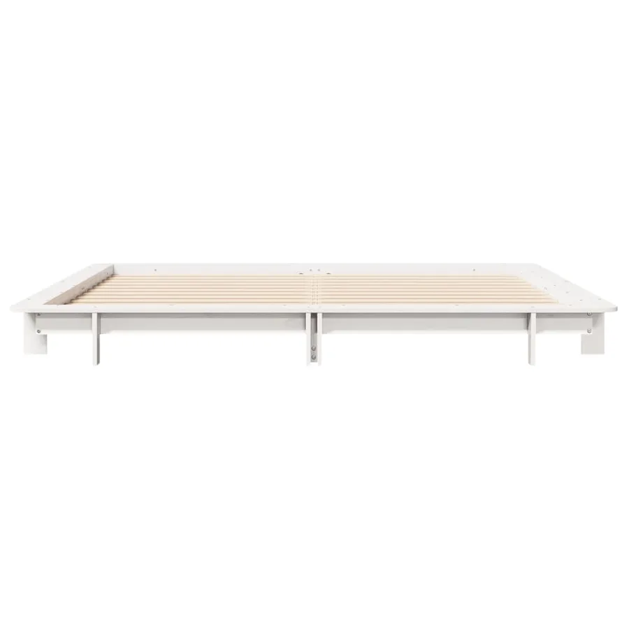 Cadre de lit sans matelas blanc 200x200 cm bois massif de pin - 4