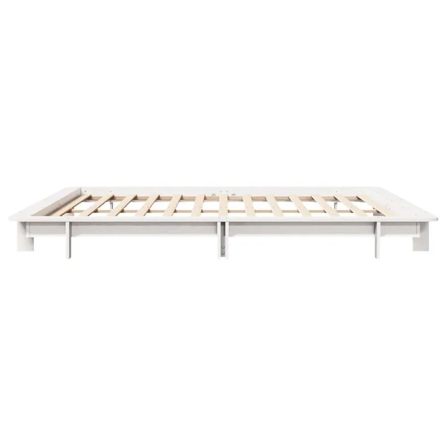 Cadre de lit sans matelas blanc 200x200 cm bois massif de pin - 5