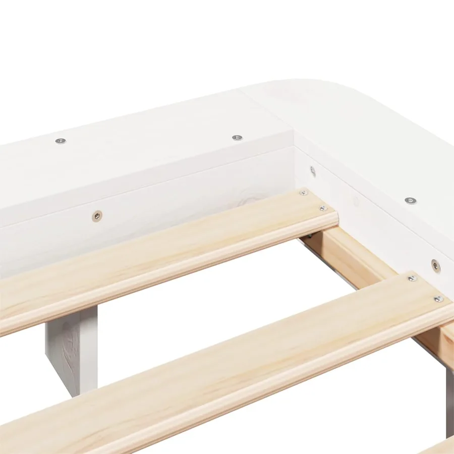 Cadre de lit sans matelas blanc 200x200 cm bois massif de pin - 7