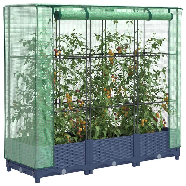 Lit surélevé avec housse de serre aspect rotin 120 x 40 x 123 cm