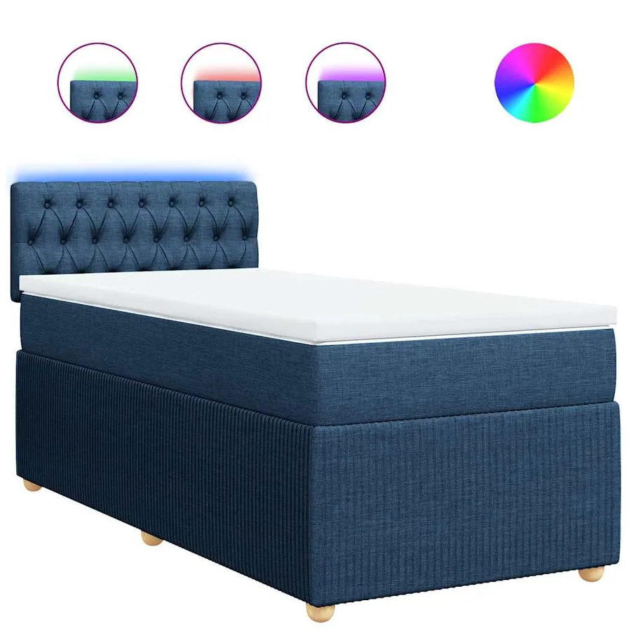 Sommier à lattes de lit avec matelas Bleu 90x190 cm Tissu - 2
