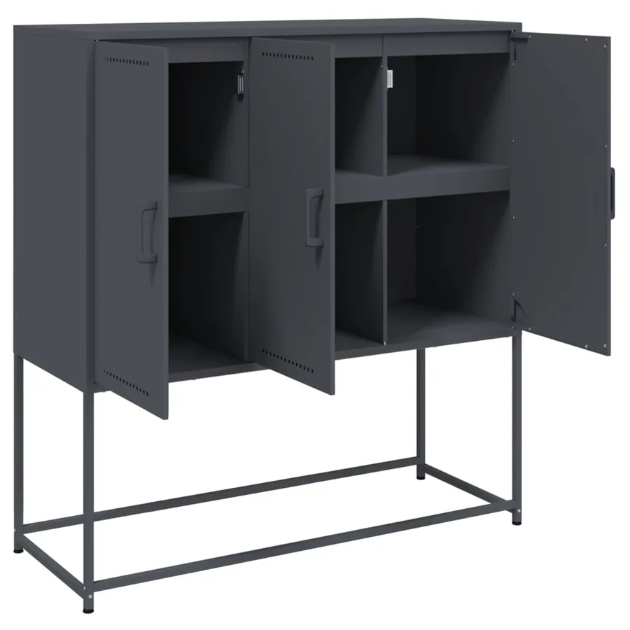 Buffet haut anthracite 100,5x39x107 cm acier - 10