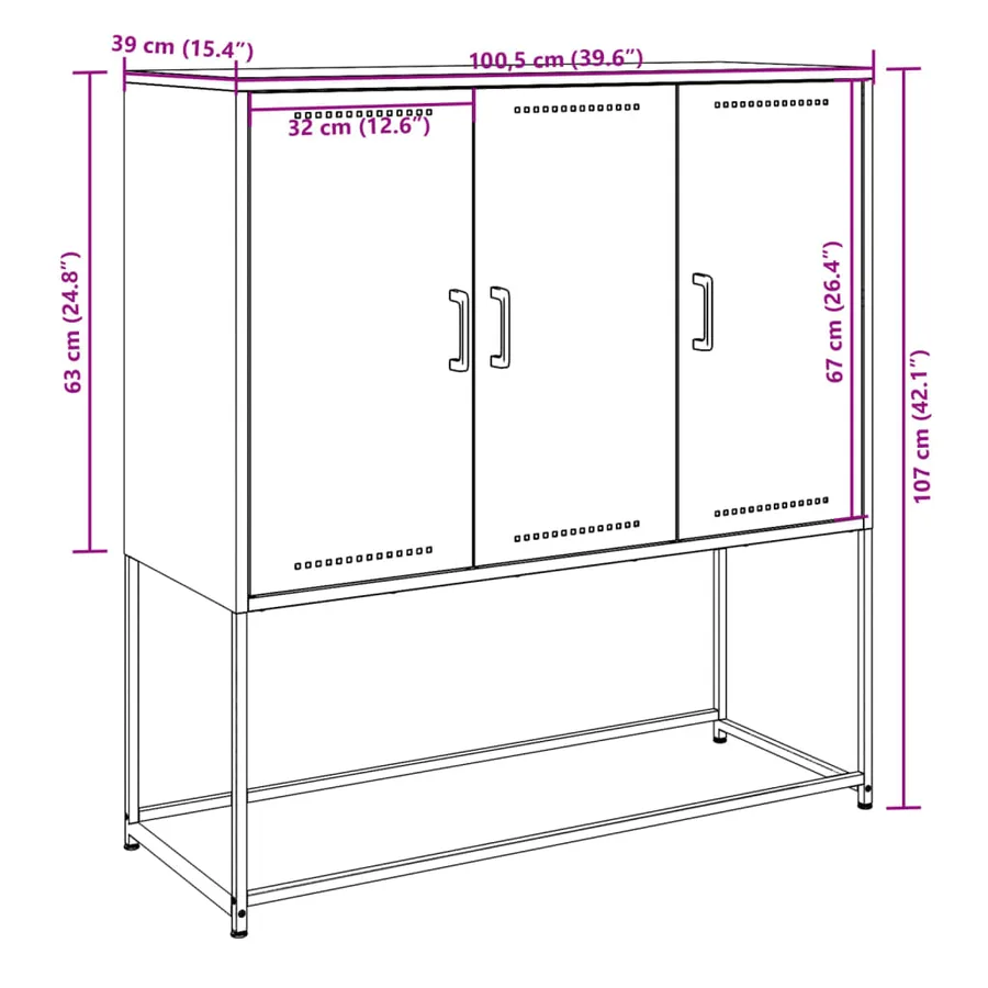 Buffet haut anthracite 100,5x39x107 cm acier - 14
