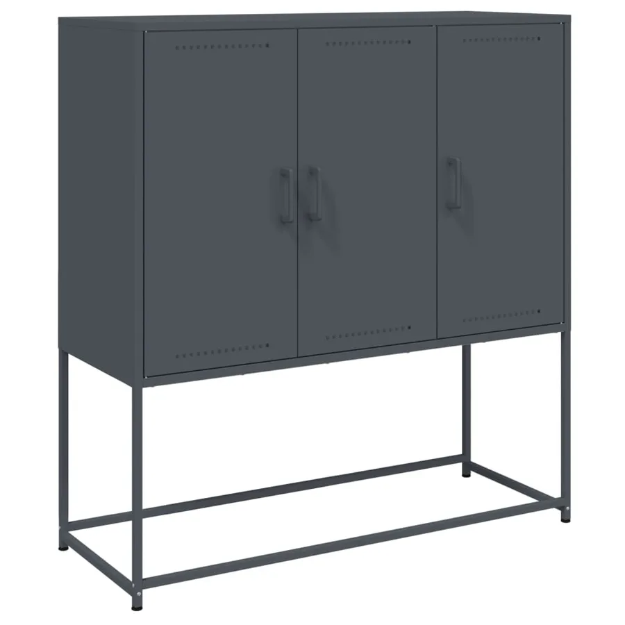 Buffet haut anthracite 100,5x39x107 cm acier - 2