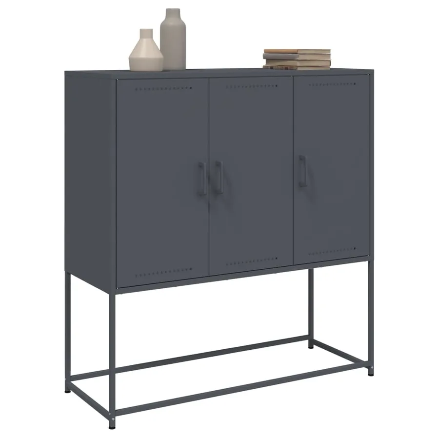 Buffet haut anthracite 100,5x39x107 cm acier - 5