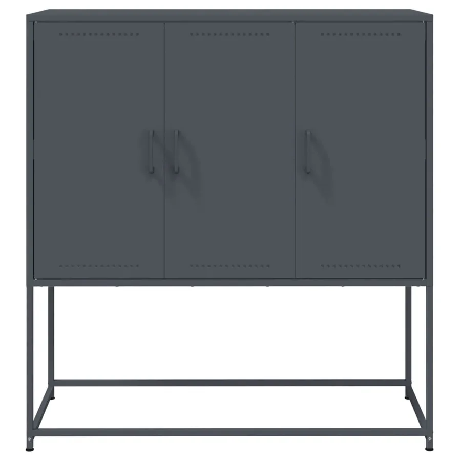 Buffet haut anthracite 100,5x39x107 cm acier - 6