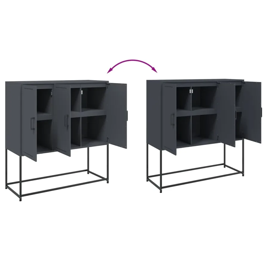 Buffet haut anthracite 100,5x39x107 cm acier - 9
