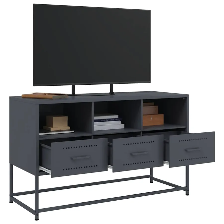 Meuble TV anthracite 100,5x39x60,5 cm acier - 5