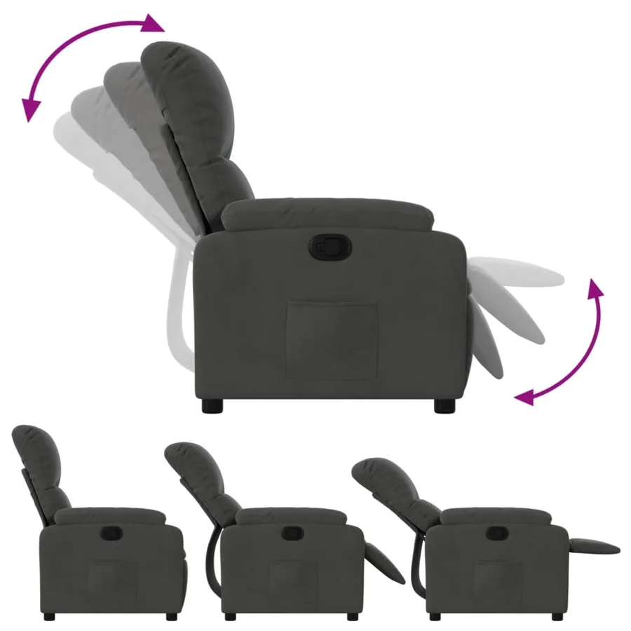 Fauteuil inclinable gris foncé tissu microfibre - 4