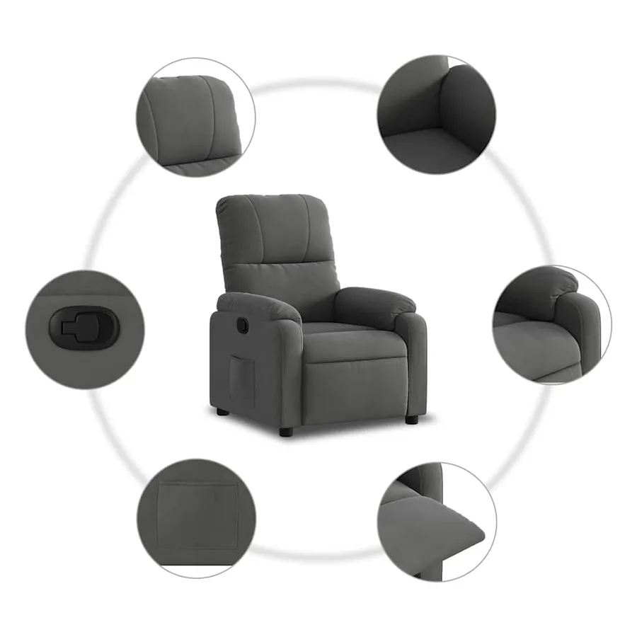 Fauteuil inclinable gris foncé tissu microfibre - 5