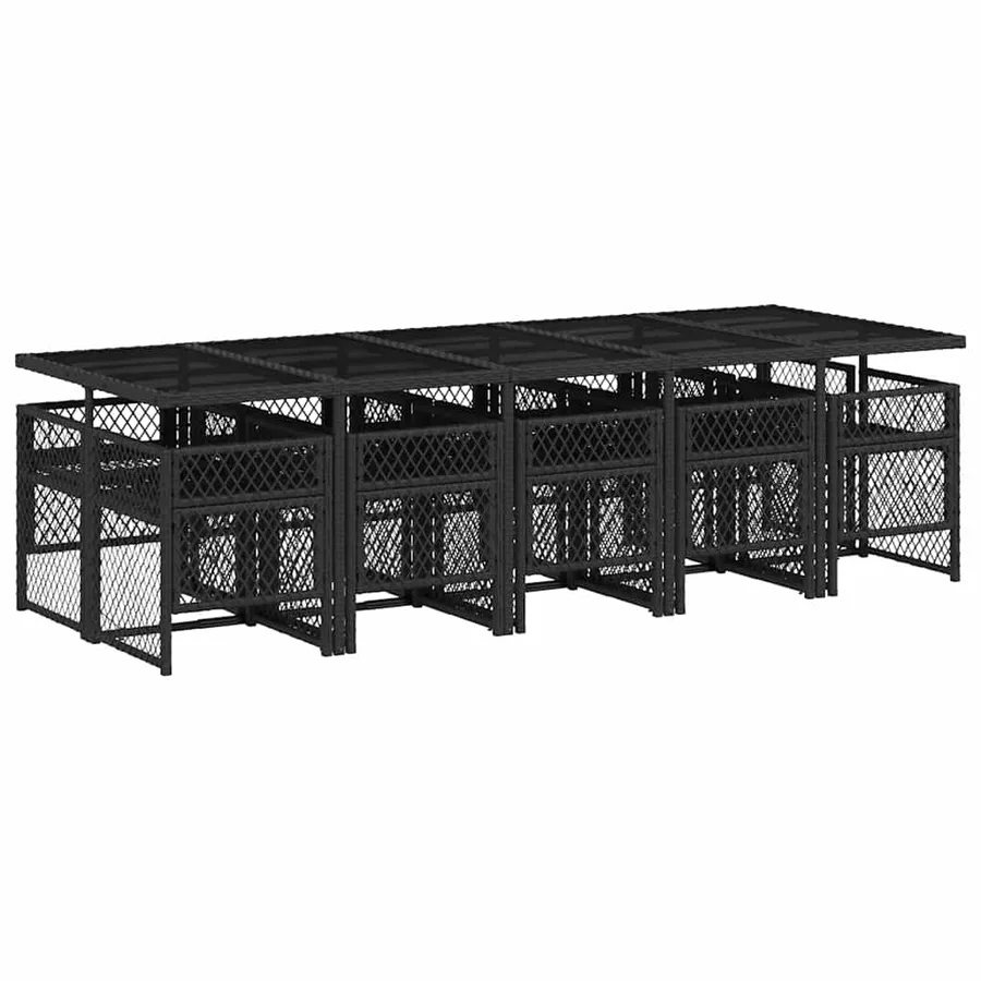 Ensemble à manger de jardin 11 pcs coussins noir résine tressée - 5