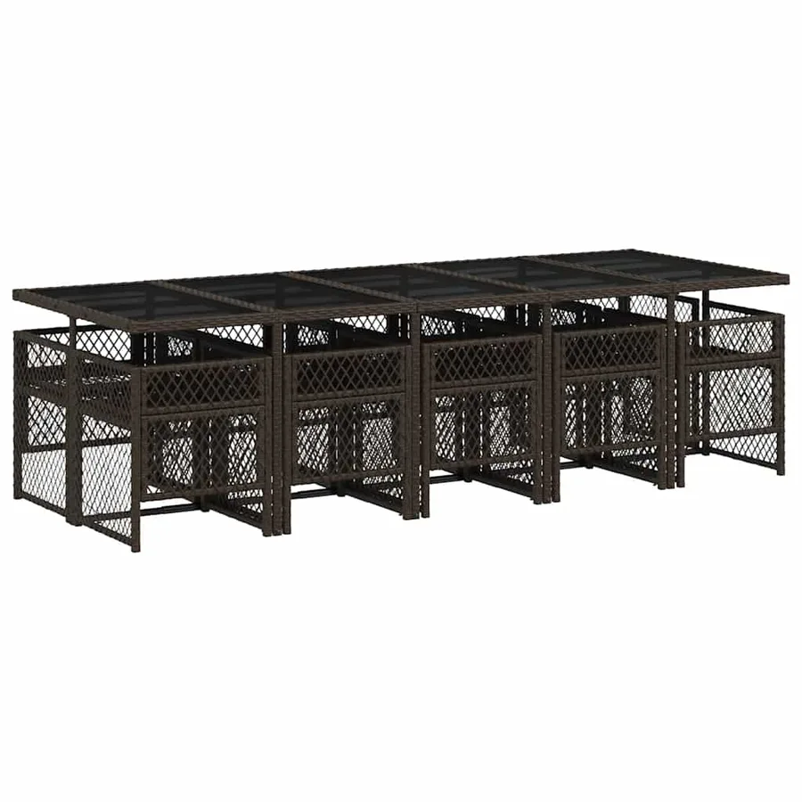 Ensemble à manger de jardin et coussins 11 pcs marron rotin - 5