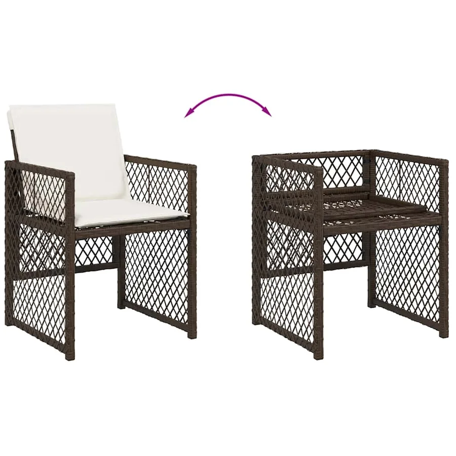 Ensemble à manger de jardin et coussins 11 pcs marron rotin - 6