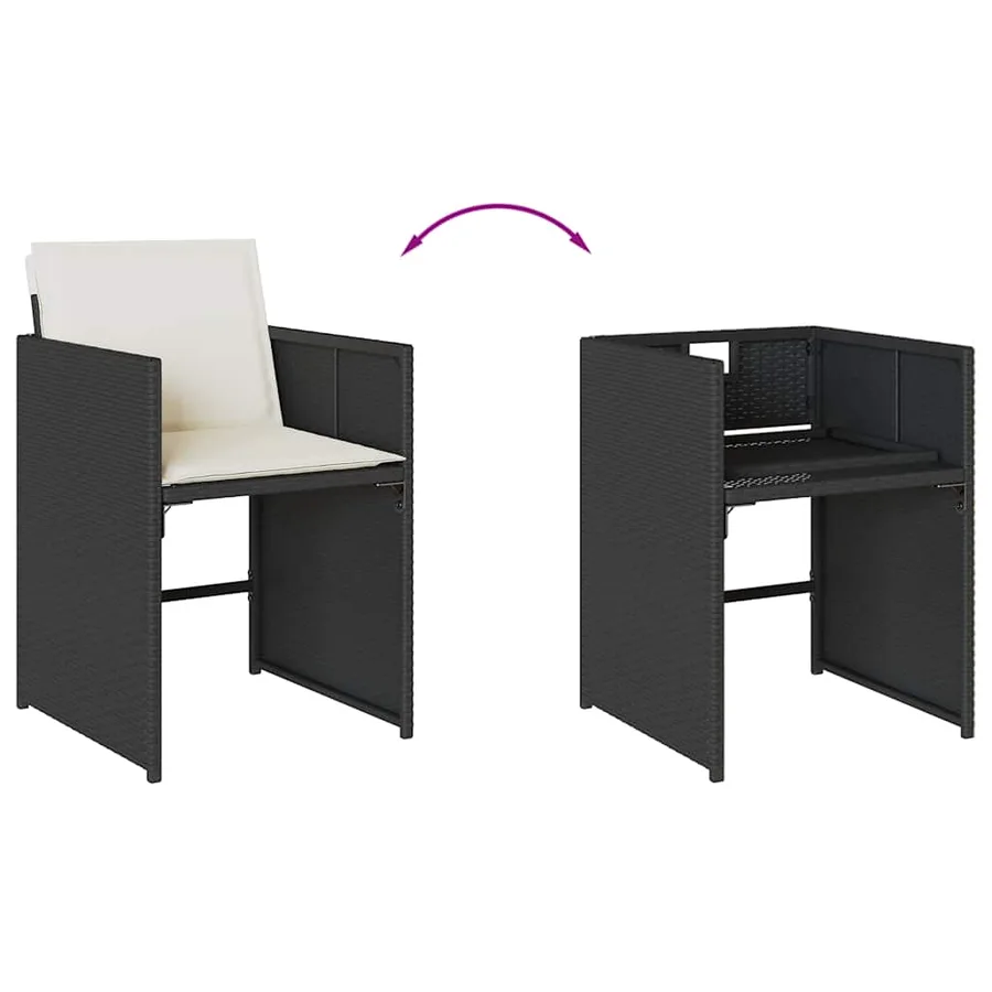 Ensemble à manger de jardin 9pcs coussins noir résine tressée - 6