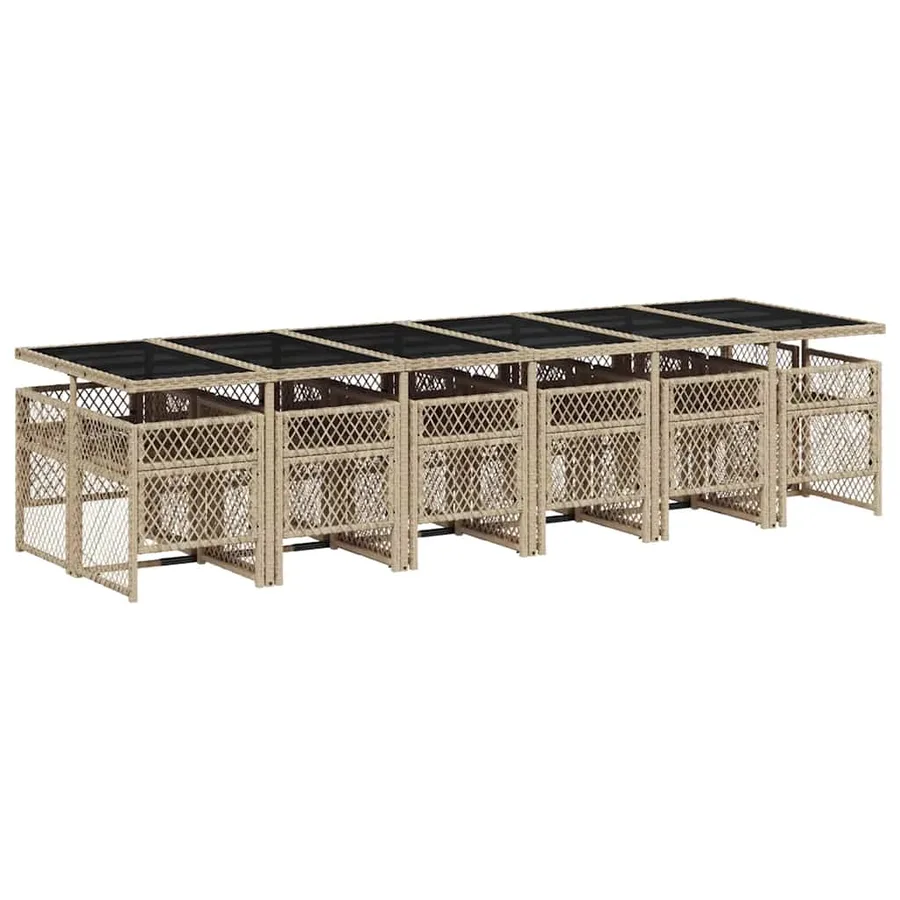 Ensemble à manger de jardin et coussins 13 pcs beige - 5