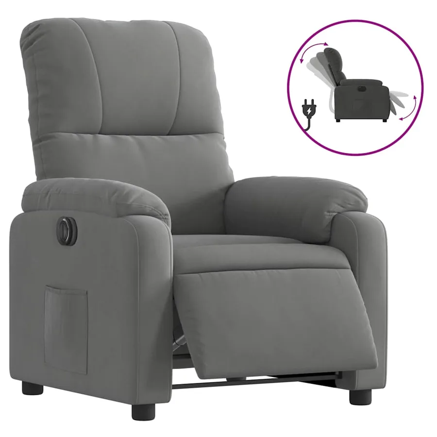 Fauteuil inclinable électrique gris foncé tissu microfibre - 2