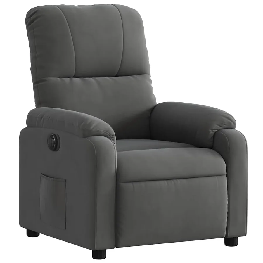 Fauteuil inclinable électrique gris foncé tissu microfibre - 4