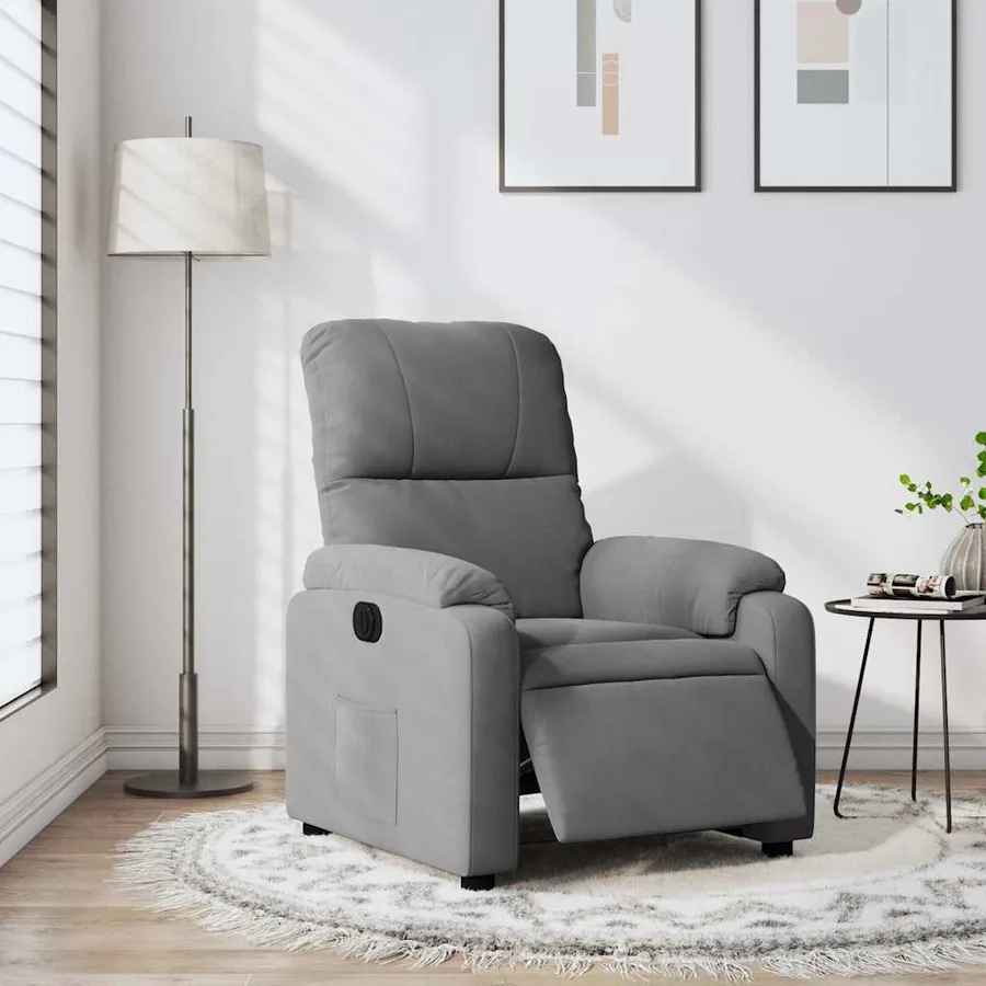 Fauteuil inclinable électrique gris foncé tissu microfibre - 5
