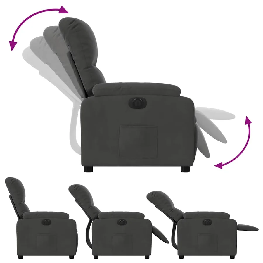 Fauteuil inclinable électrique gris foncé tissu microfibre - 7