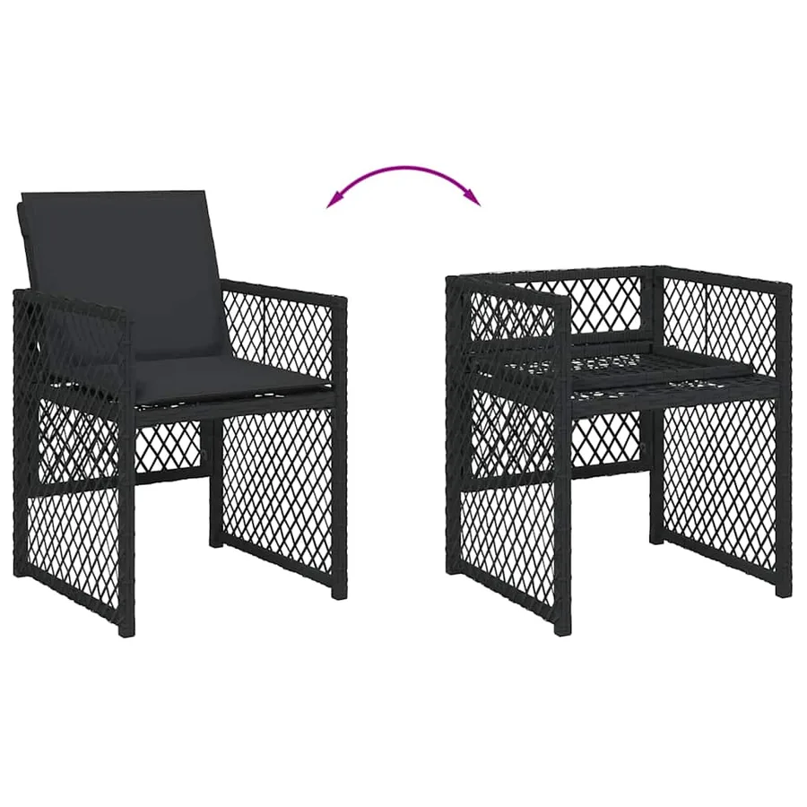Ensemble à manger de jardin 11 pcs coussins noir résine tressée - 7