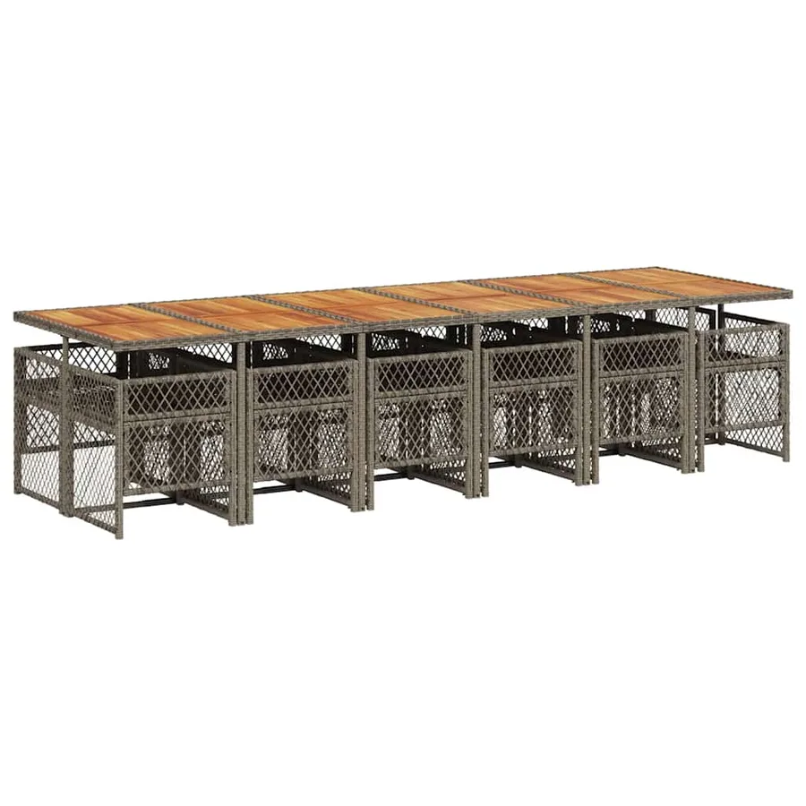Ensemble à manger de jardin coussins 13 pcs gris résine tressée - 5