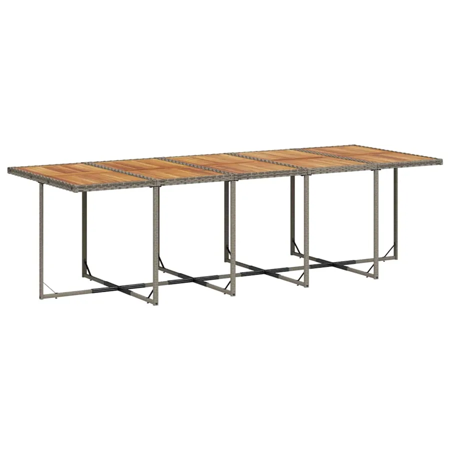 Ensemble à manger de jardin 11pcs avec coussins gris poly rotin - 3