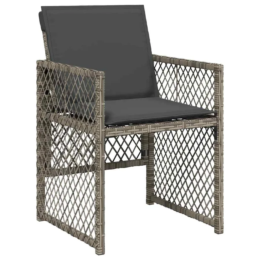 Ensemble à manger de jardin 11pcs avec coussins gris poly rotin - 4
