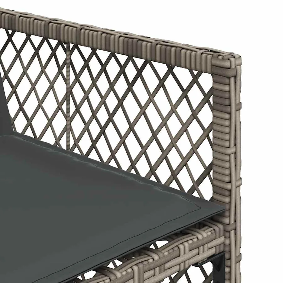 Ensemble à manger de jardin 11pcs avec coussins gris poly rotin - 8