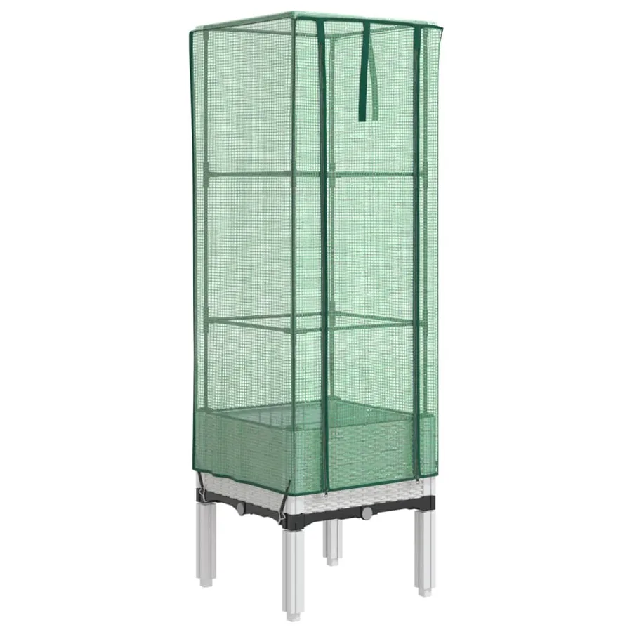 Jardinière surélevée avec housse aspect rotin 40x40x140 cm - 2