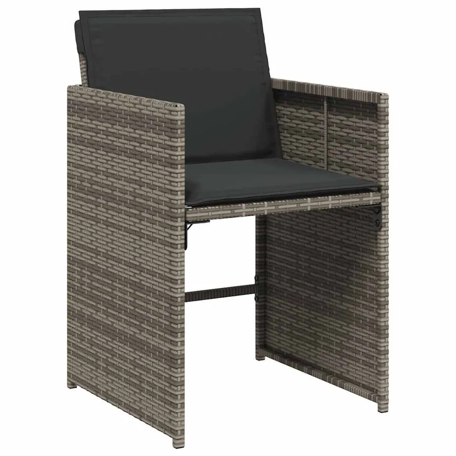 Ensemble à manger de jardin 11pcs avec coussins gris poly rotin - 5