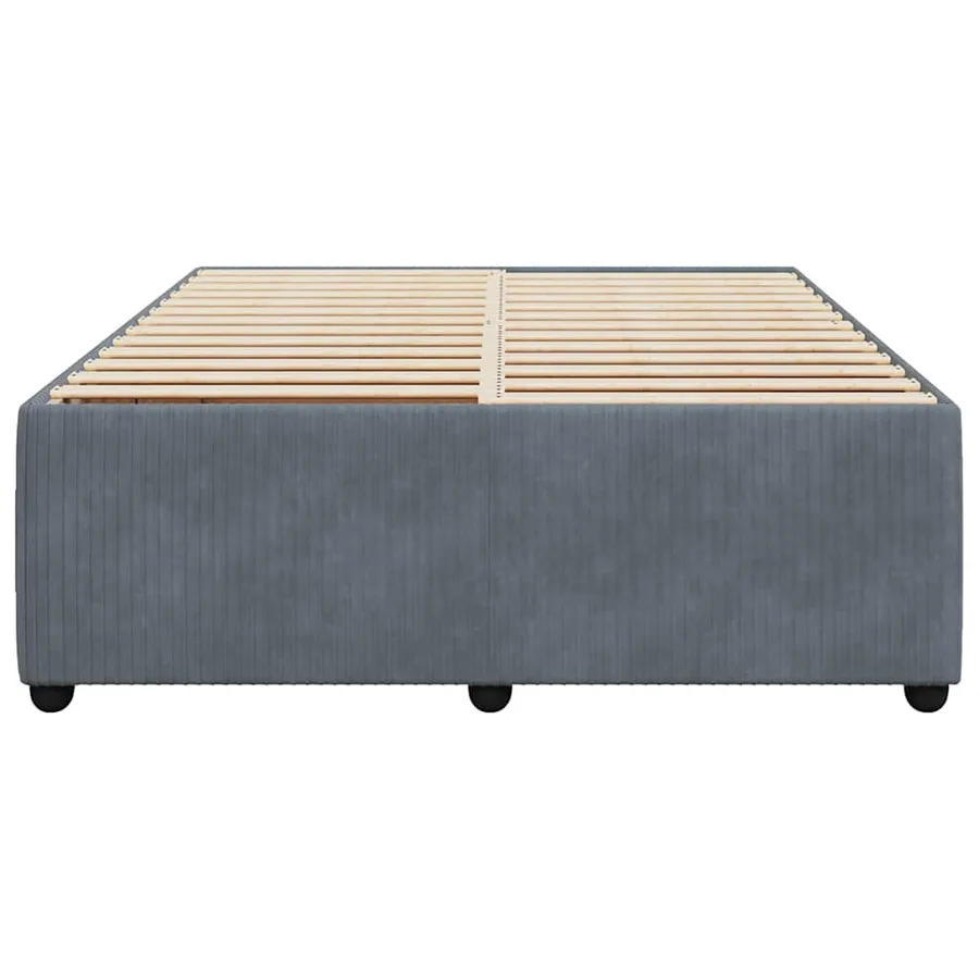 Cadre de lit sans matelas gris foncé 160x200 cm velours - 4