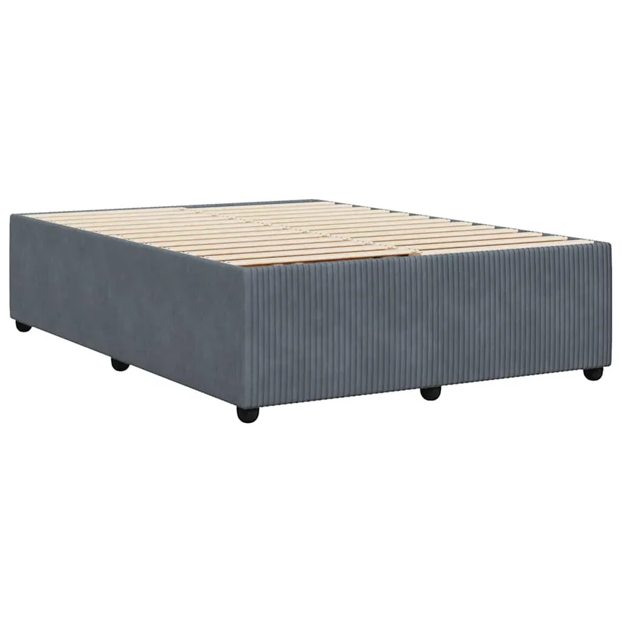 Cadre de lit sans matelas gris foncé 160x200 cm velours - 6