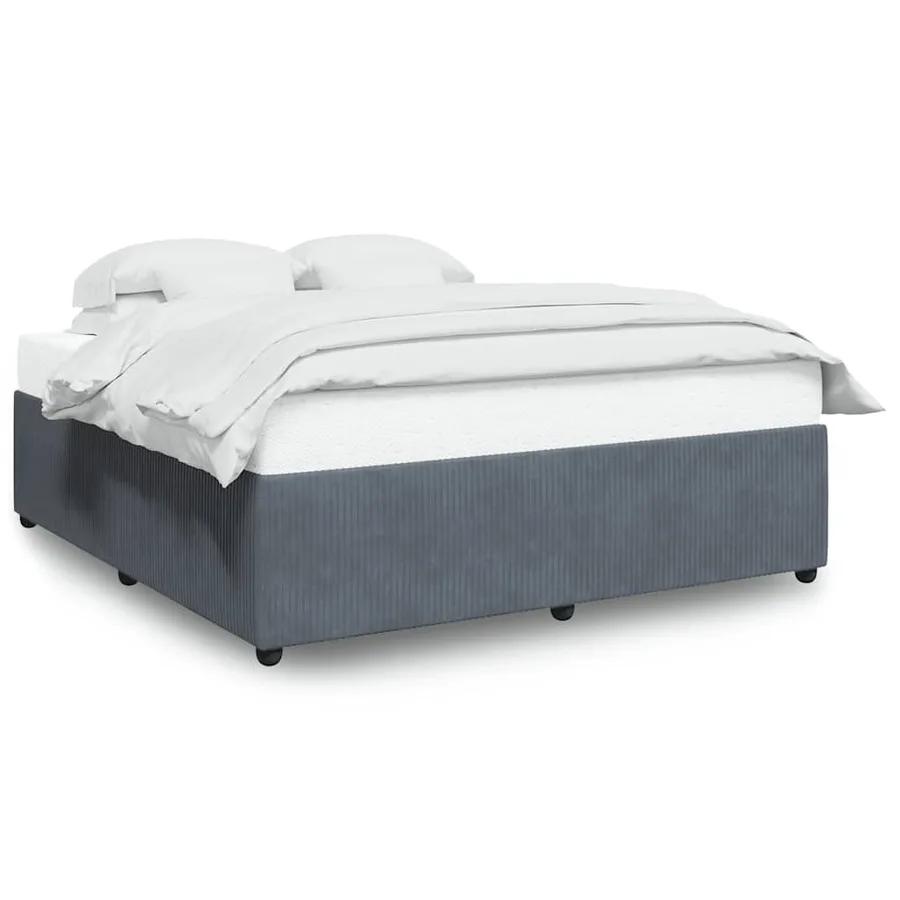 Cadre de lit sans matelas gris foncé 200x200 cm velours - 2