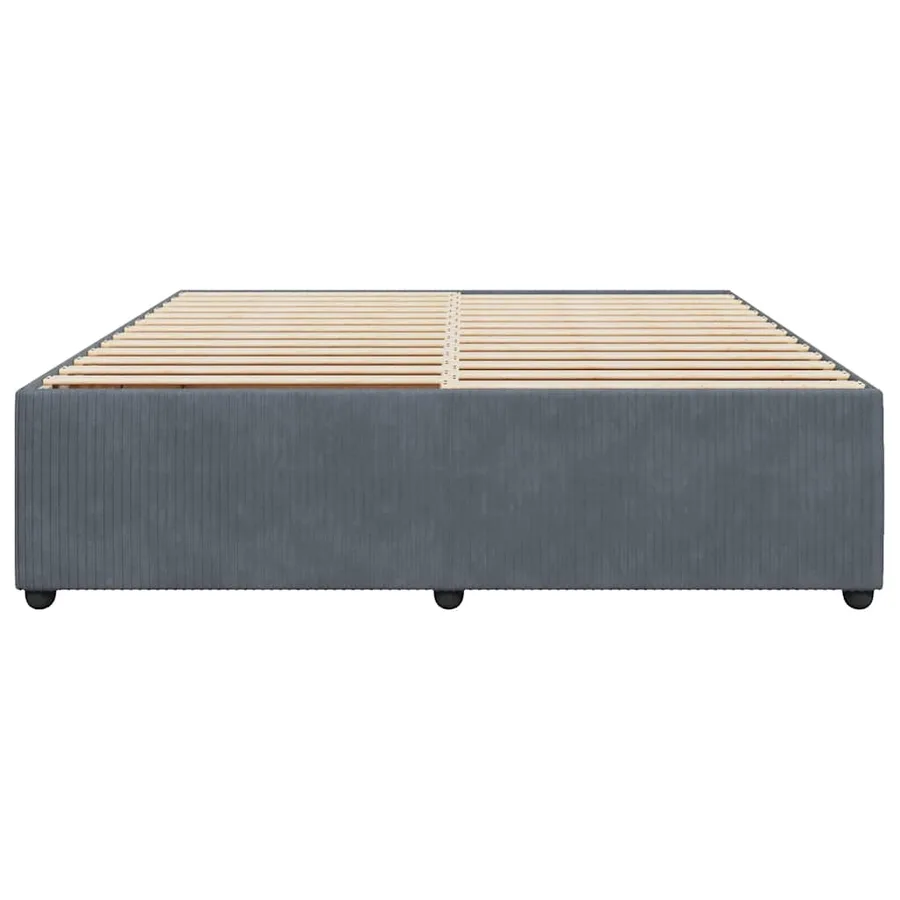 Cadre de lit sans matelas gris foncé 200x200 cm velours - 4