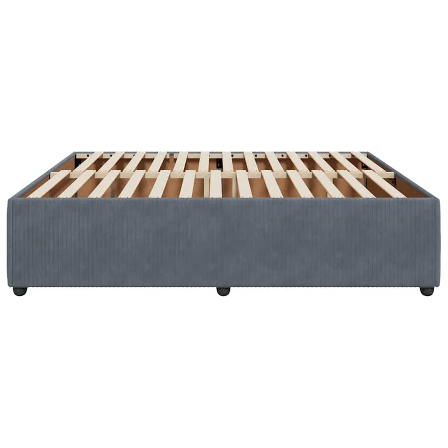 Cadre de lit sans matelas gris foncé 200x200 cm velours - 5