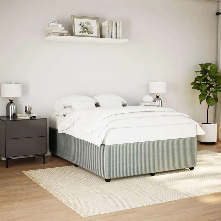 Cadre de lit sans matelas gris clair 140x200 cm velours