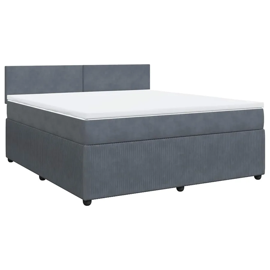Sommier à lattes de lit et matelas Gris foncé 180x200cm Velours - 2